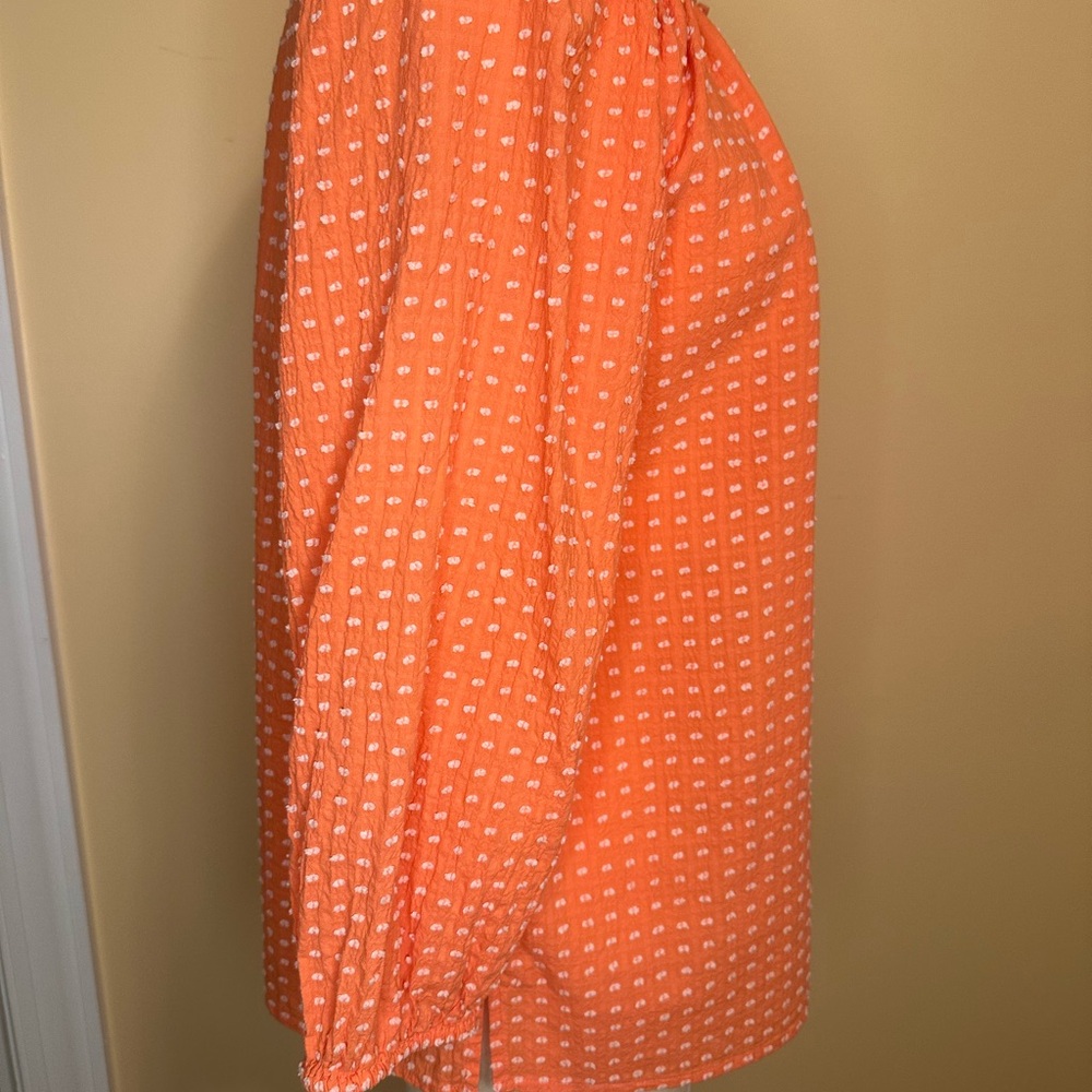LOFT Orange Patterned Blouse - image 2